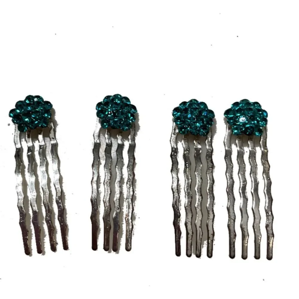 Real Swarovski Crystal Combs Turquoise